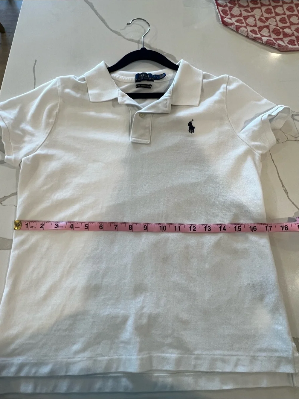 EUC- Ralph Lauren White Polo Shirt with Navy Pony
